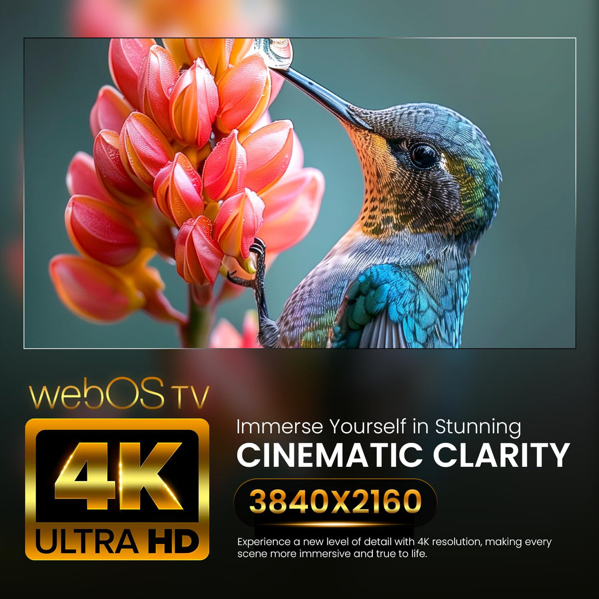 Q.2 | 43 inch TV | 4K UHD 3840x2160 | Smart TV | HDR | Randloos ontwerp | WiFi, Bluetooth | WebOS