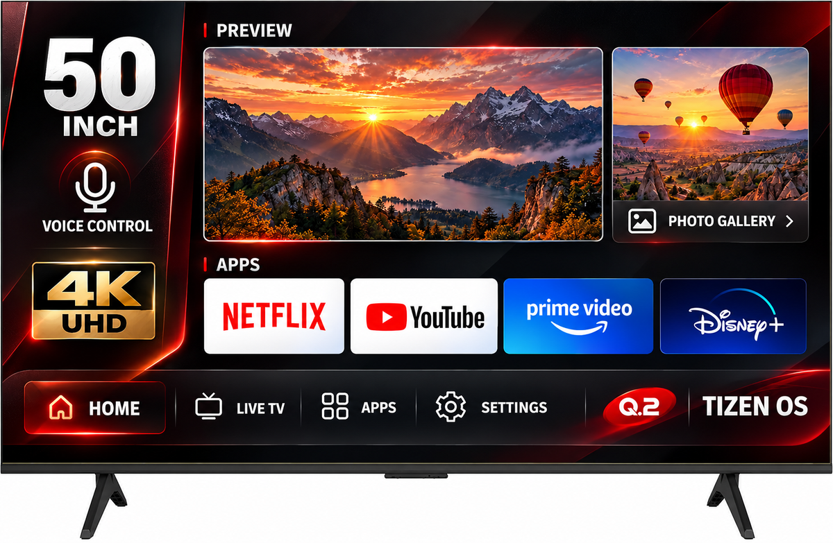 Q.2 50TZG3HN4KV1 - 50 inch Smart TV - 4K Ultra HD - Tizen OS 8.0 - HDR10 - Wi-Fi & Bluetooth (2026 Model)