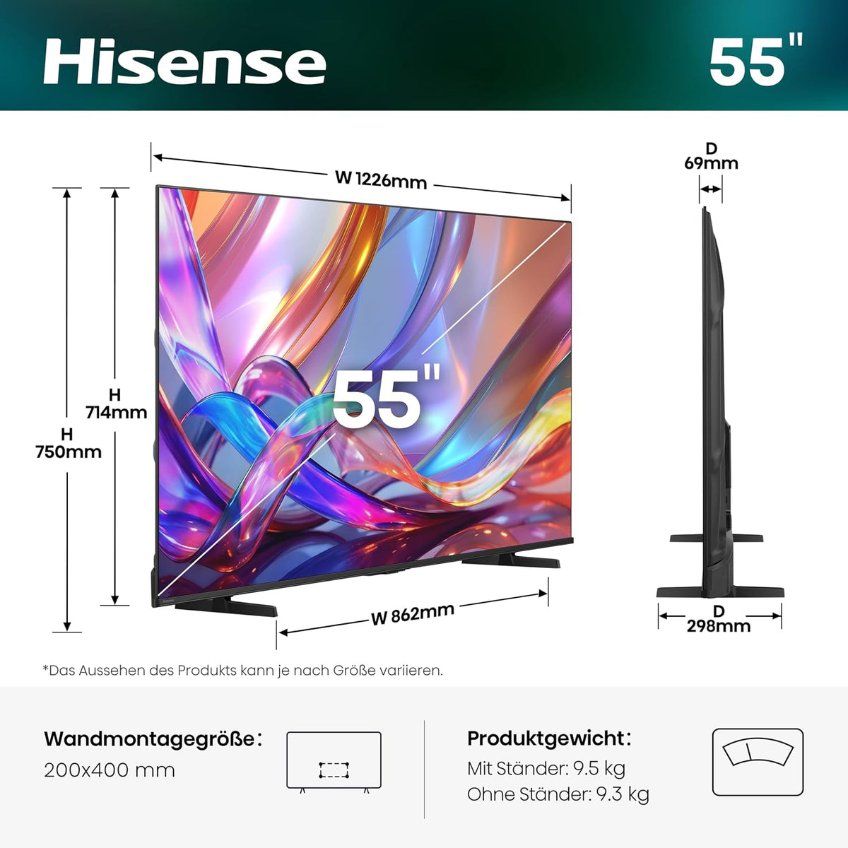 Hisense 55E7DS 55″ 4K QLED Smart-tv met Dolby Vision IQ, Game Mode Plus & AI Picture – 2026