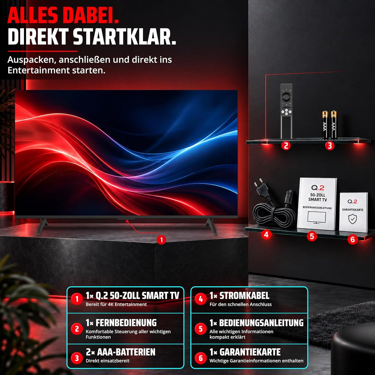 Q.2 50TZG3HN4KV1 - 50 inch Smart TV - 4K Ultra HD - Tizen OS 8.0 - HDR10 - Wi-Fi & Bluetooth (2026 Model)